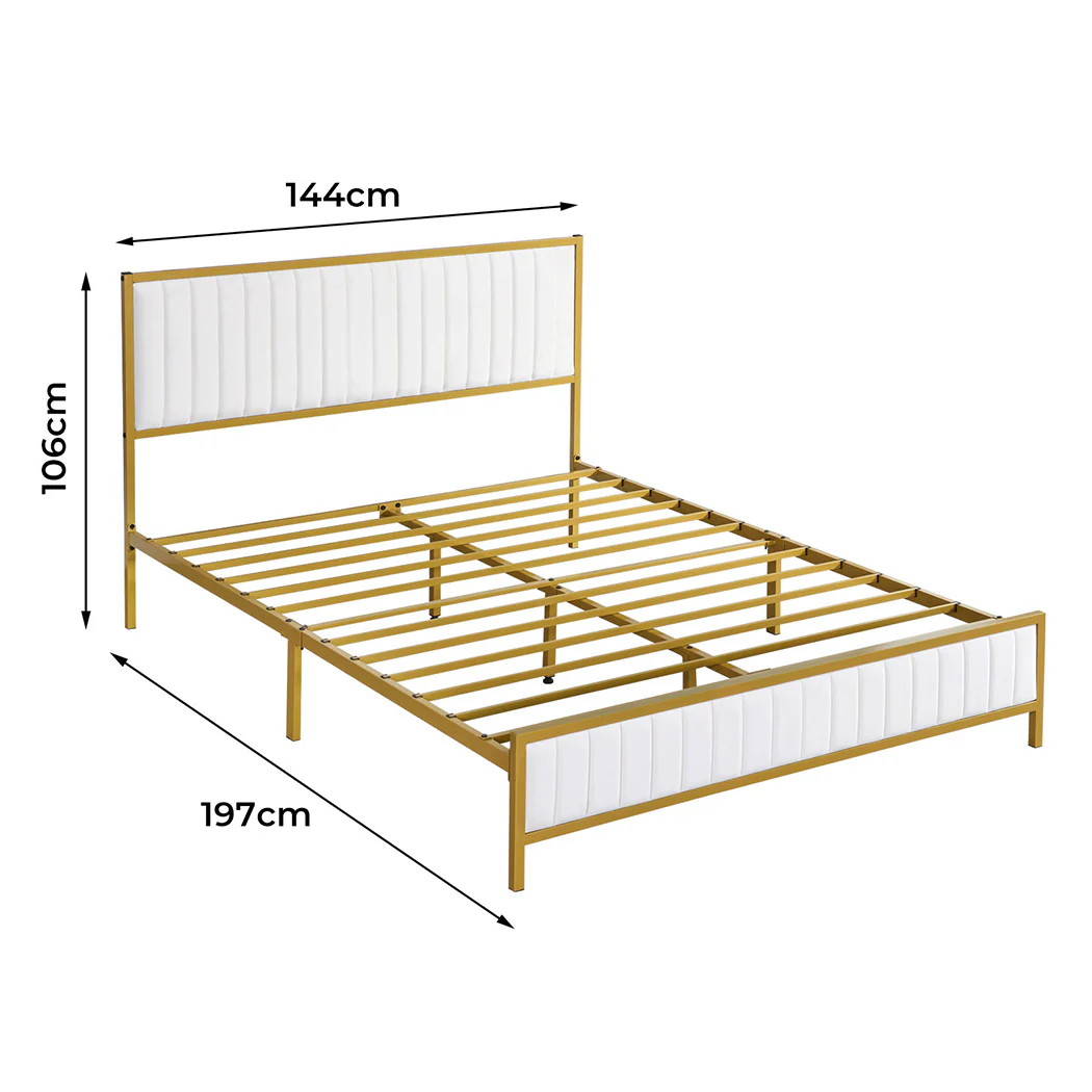 Levede Metal Bed Frame Under Bed Storage Double Beige - Image 2