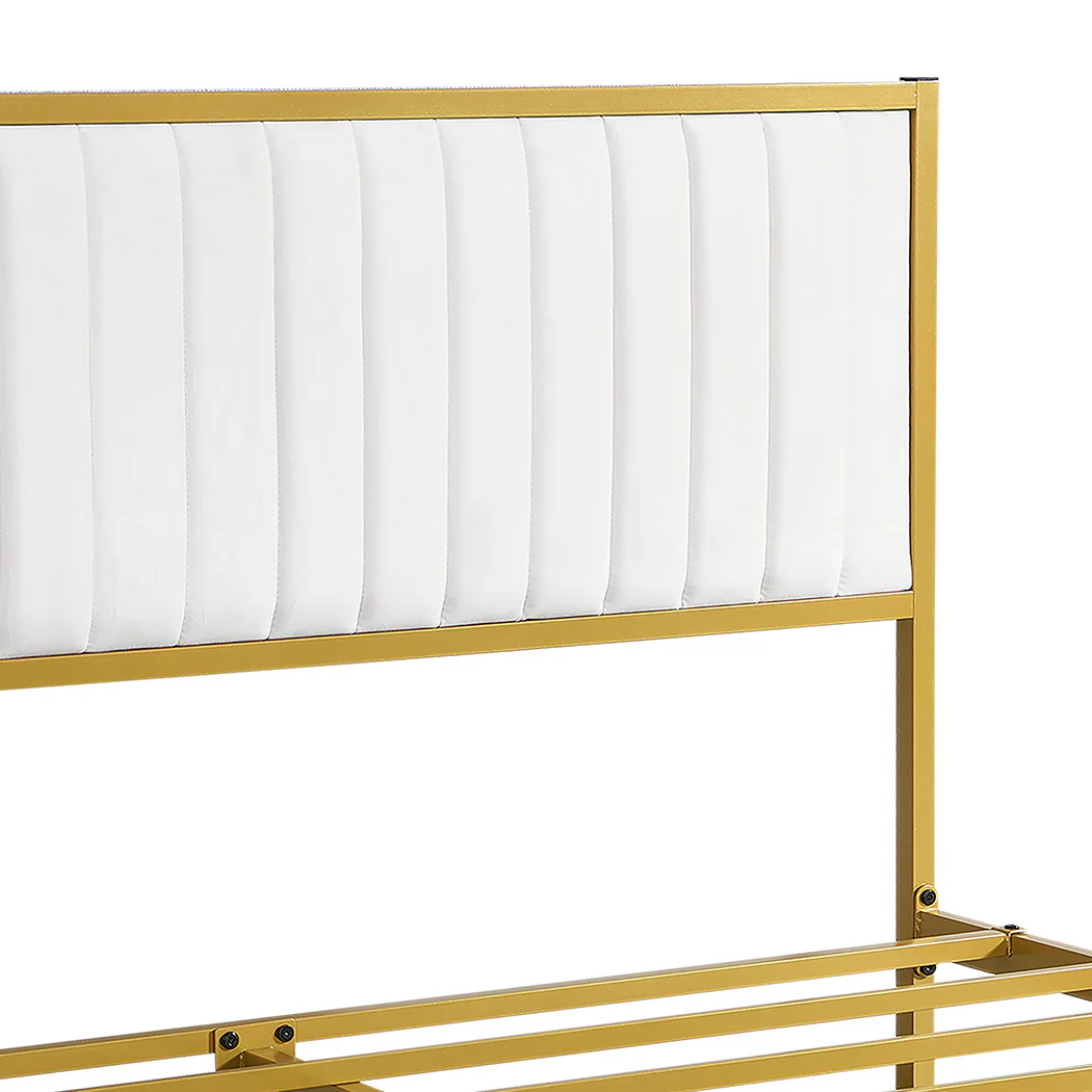 Levede Metal Bed Frame Under Bed Storage Queen Beige - Image 4