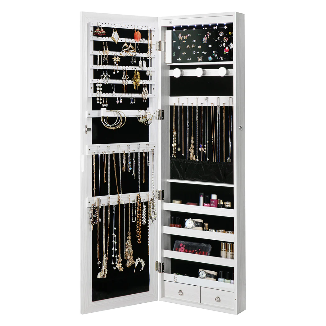 Levede Mirror Jewellery Cabinet LED - Image 3