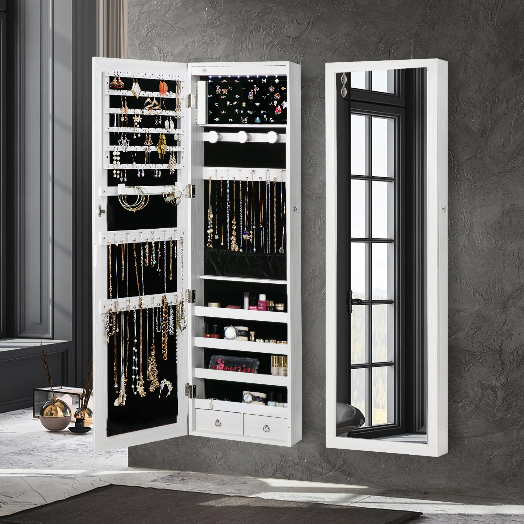 Levede Mirror Jewellery Cabinet LED - Image 7