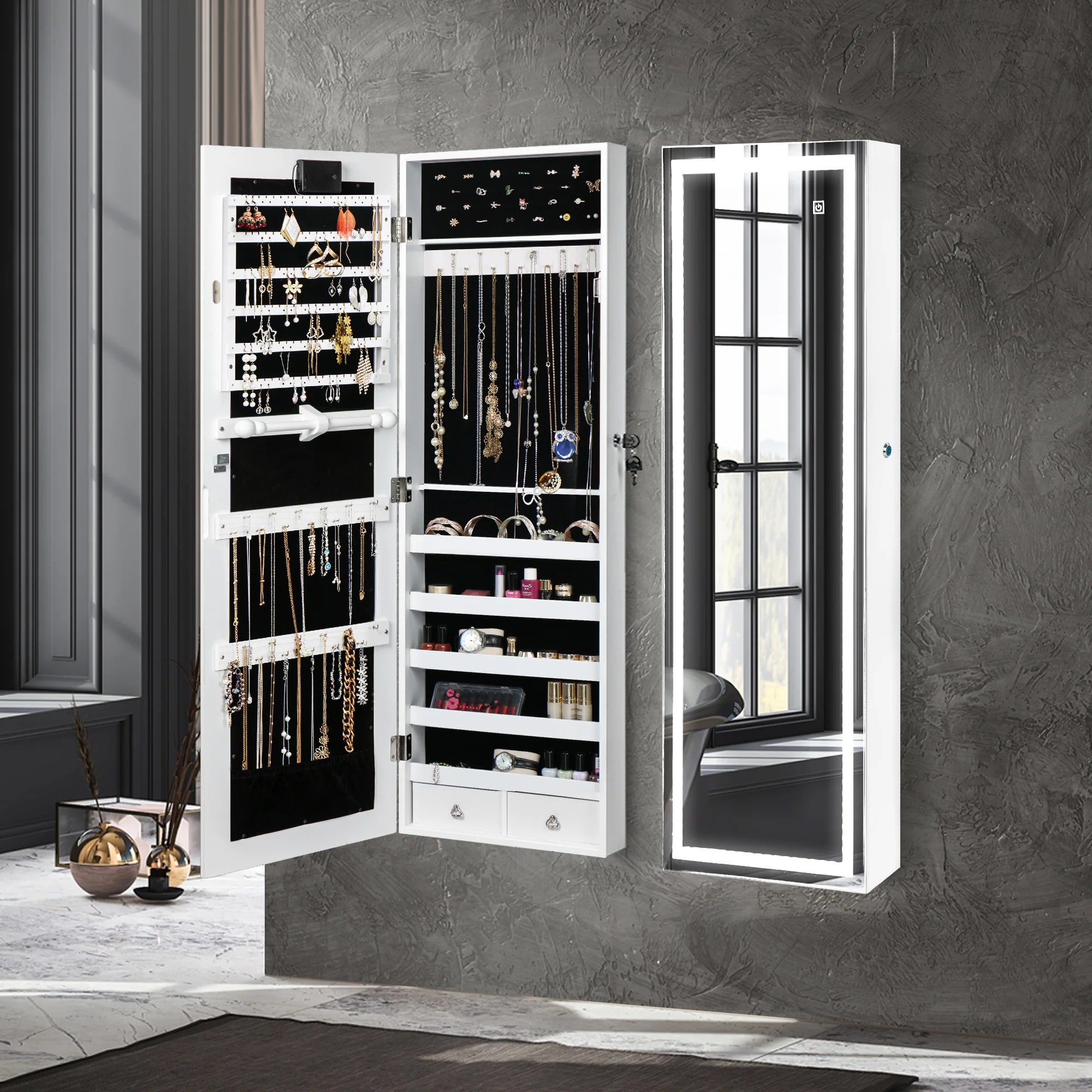 Levede Mirror Jewellery Cabinet Touch - Image 7
