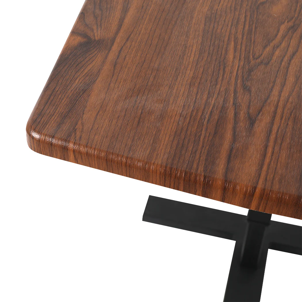 Levede Mobile Standing Desk Foldable Brown Fold - Image 5