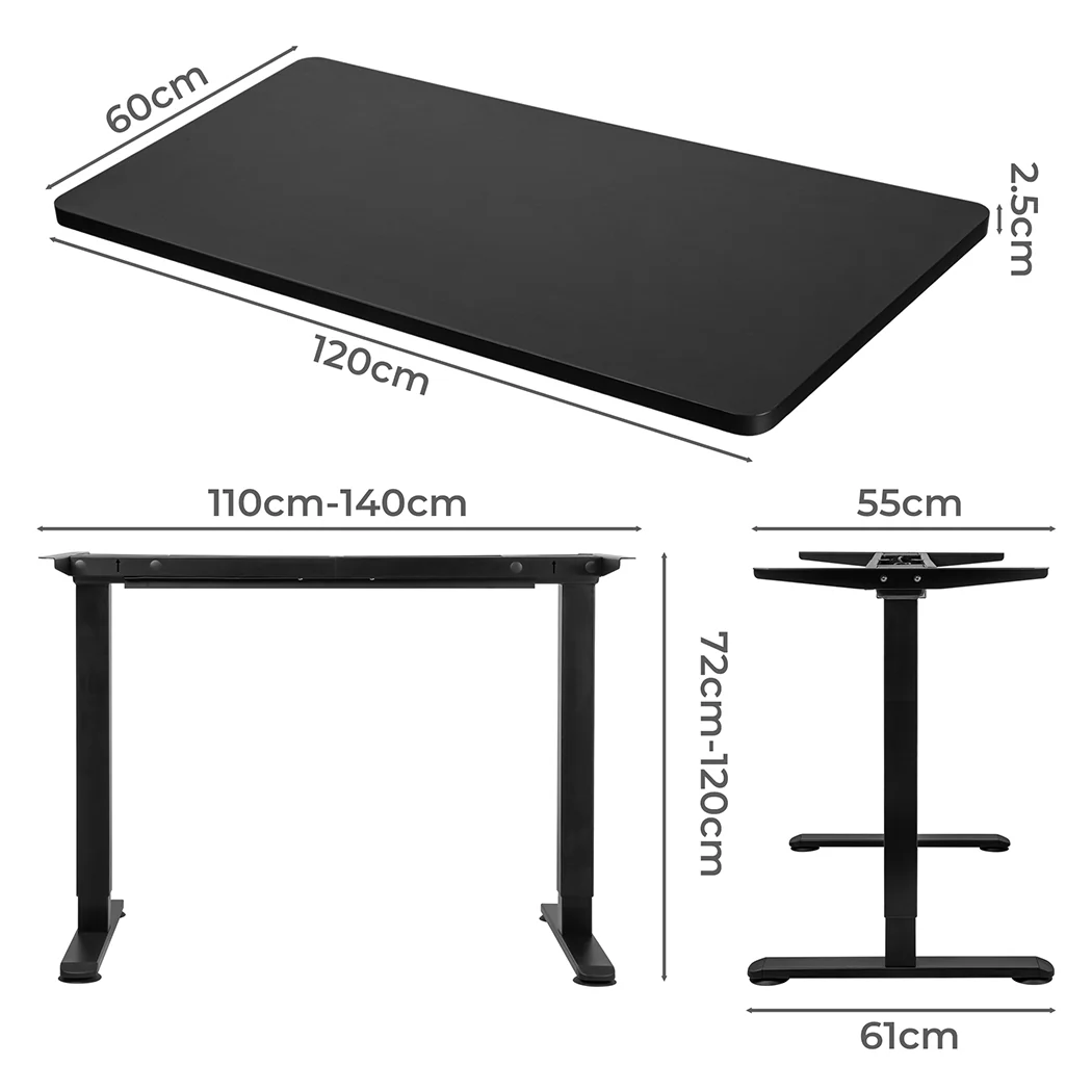 Levede Motorised Standing Desk Adjustable 120cm Black 800x 1.5MM - Image 2