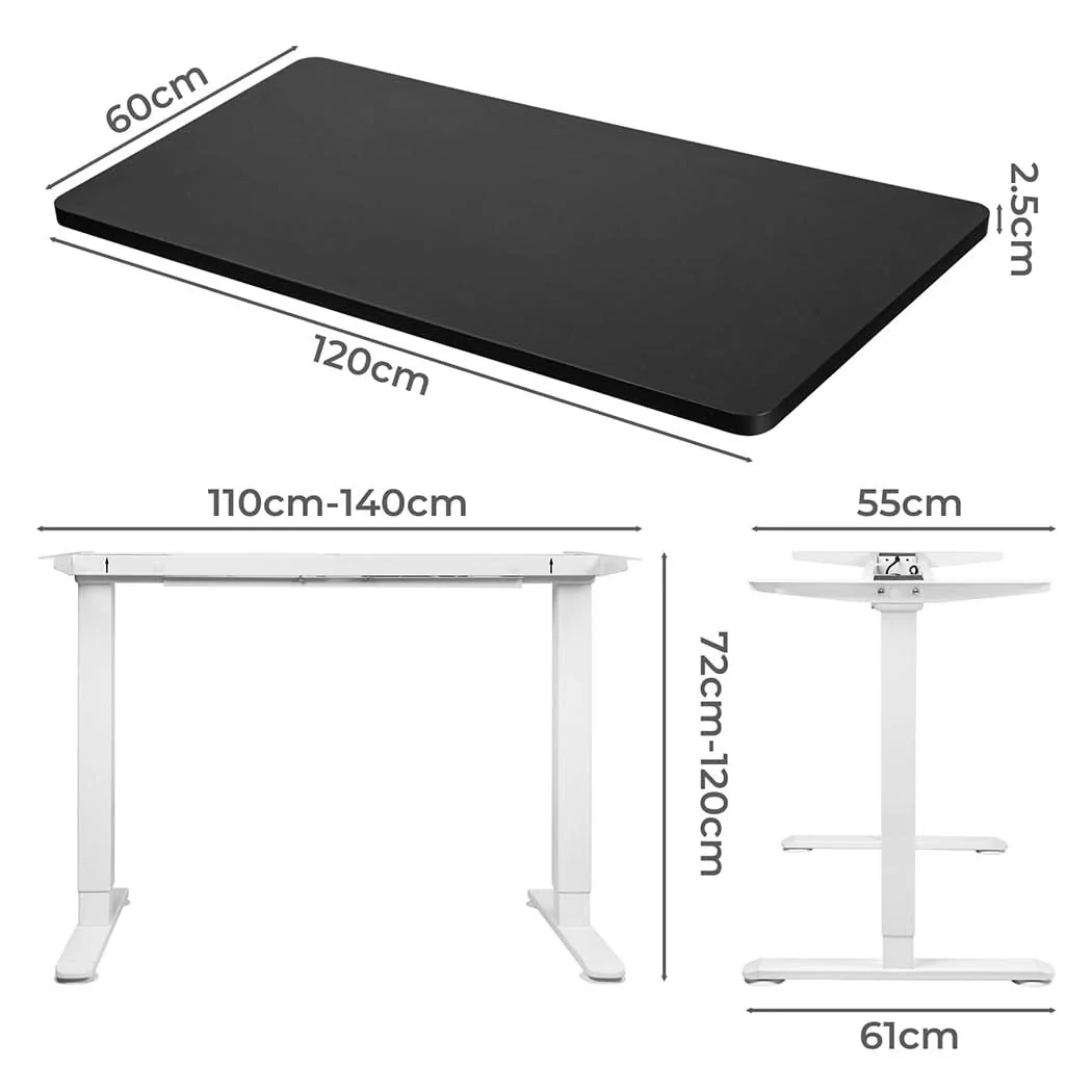 Levede Motorised Standing Desk Adjustable 120cm Black 800x 1.5MM - Image 2
