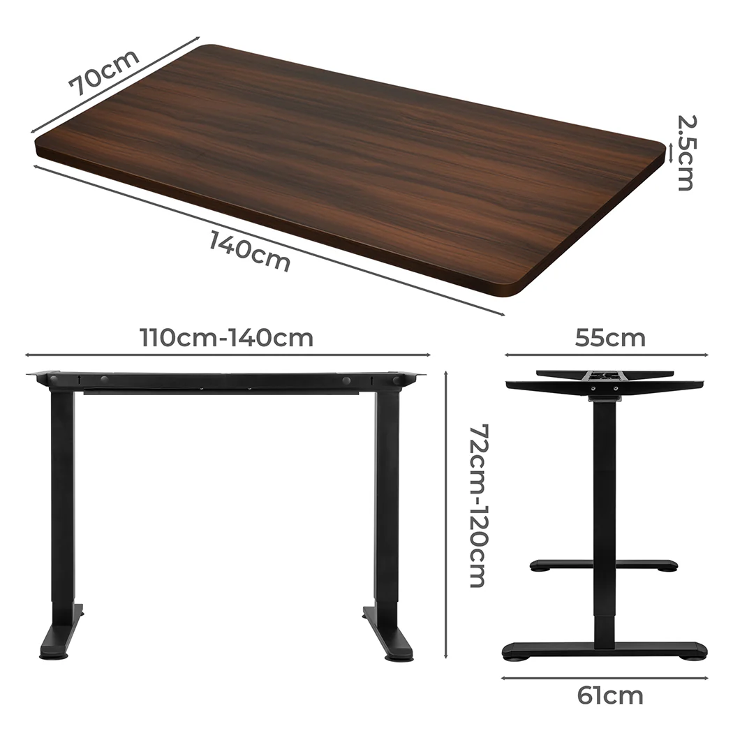 Levede Motorised Standing Desk Adjustable 140cm Walnut 1000x 1MM - Image 2