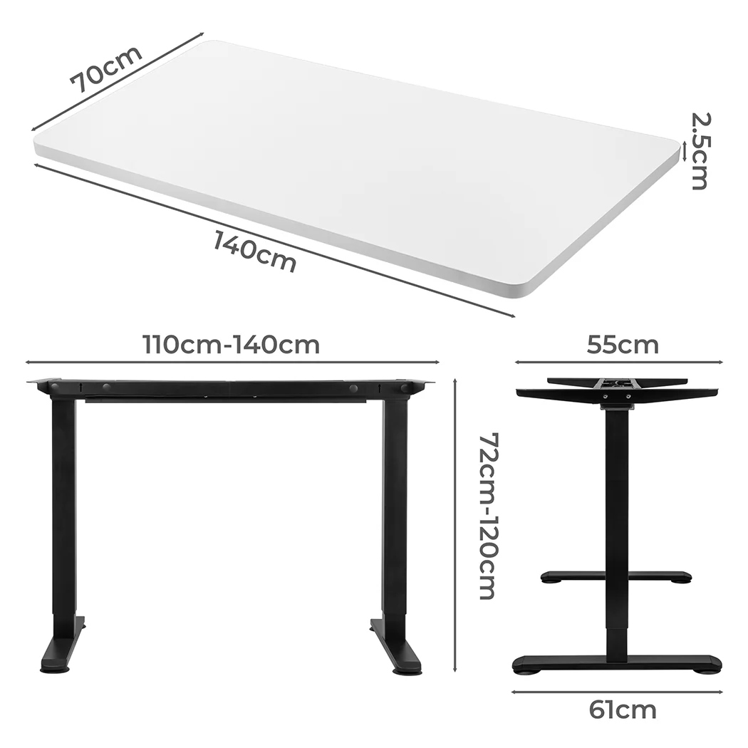 Levede Motorised Standing Desk Adjustable 140cm White 1000x 1MM - Image 2