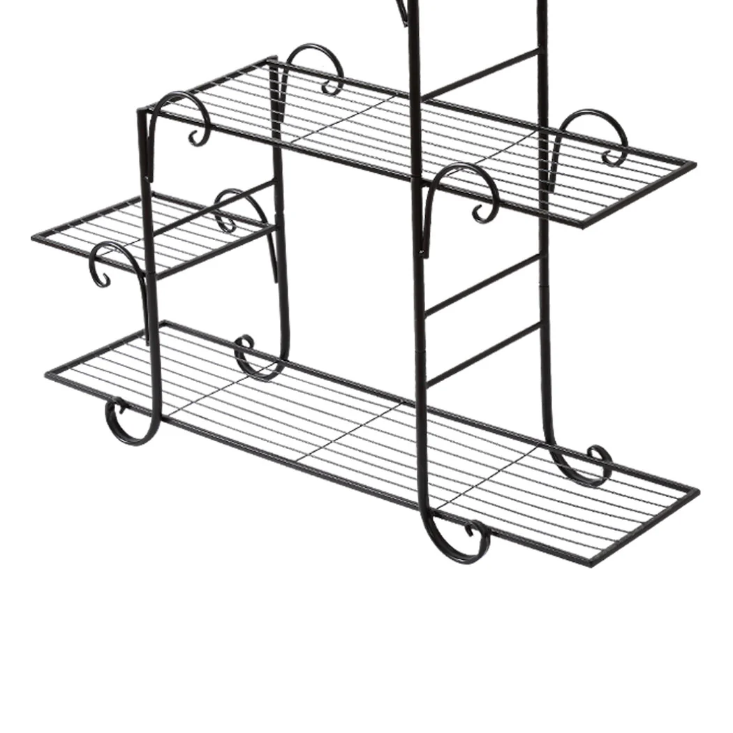 Levede Plant Stand Outdoor Indoor Metal Black - Image 4