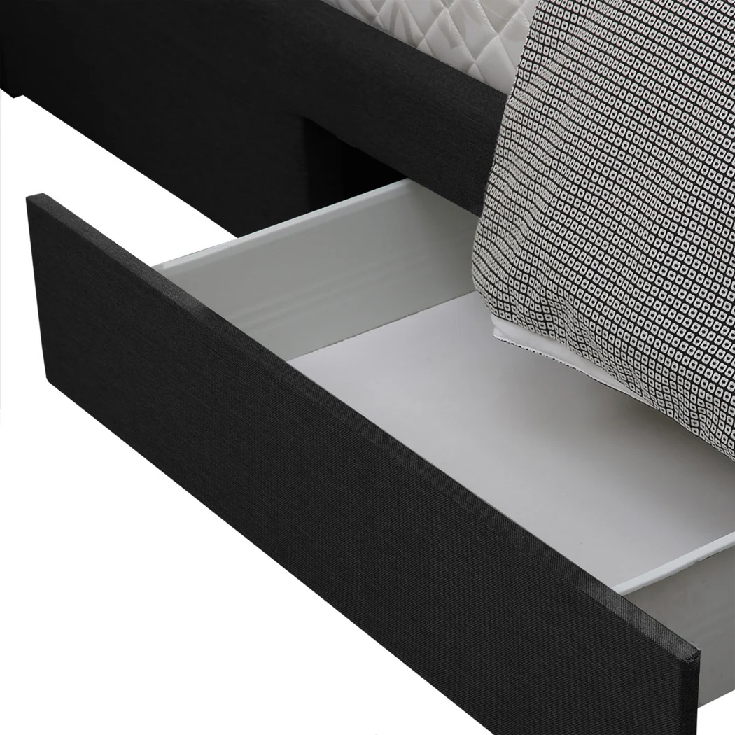 Levede Queen Bed Frame Fabric Tufted Dark Grey - Image 4