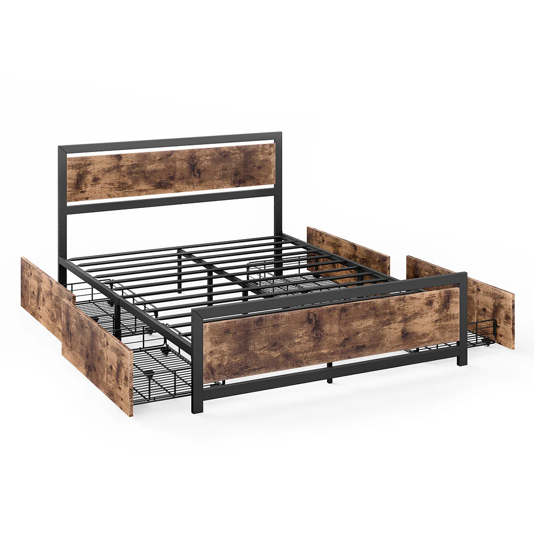 Levede Queen Bed Frame Industrial Mattress - Image 8