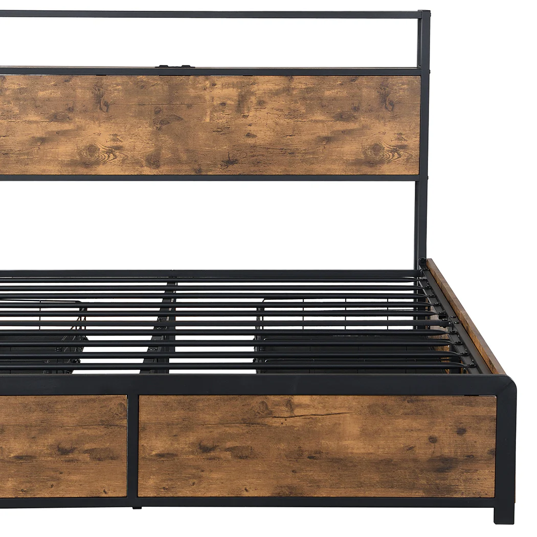 Levede Double Bed Frame RGB LED 4 Drawers USB - Image 4