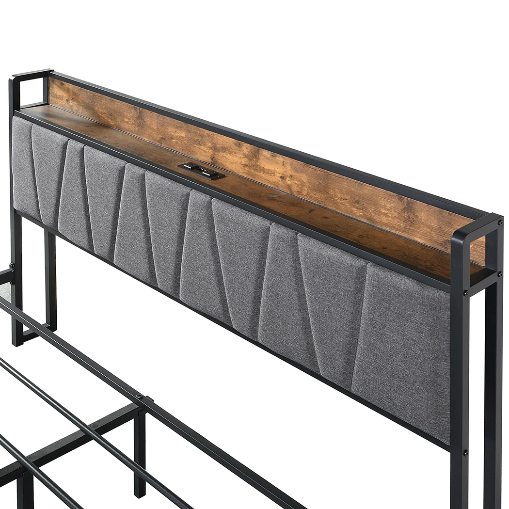 Levede Queen Bed Frame Soft Storage Drawers Headboard USB Charge - Image 5
