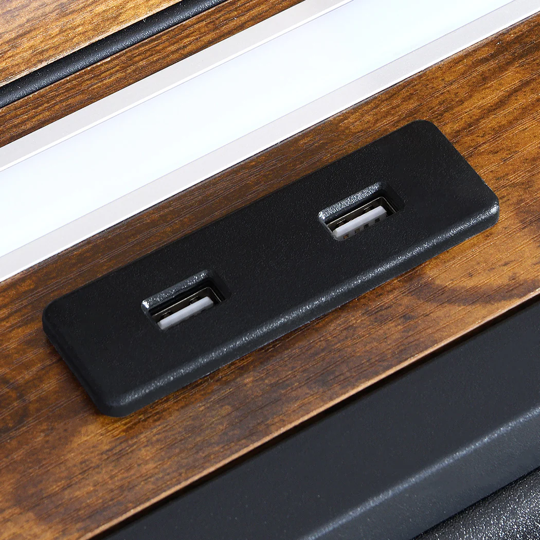 Levede Queen Metal Bed Frame LED Lights 2 Drawers - Image 3