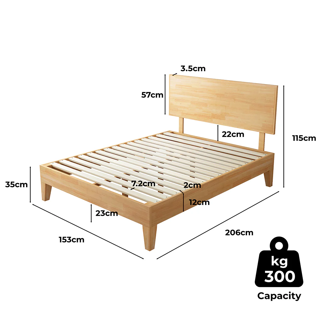 Levede Queen Rubberwood Bed Frame - Image 2