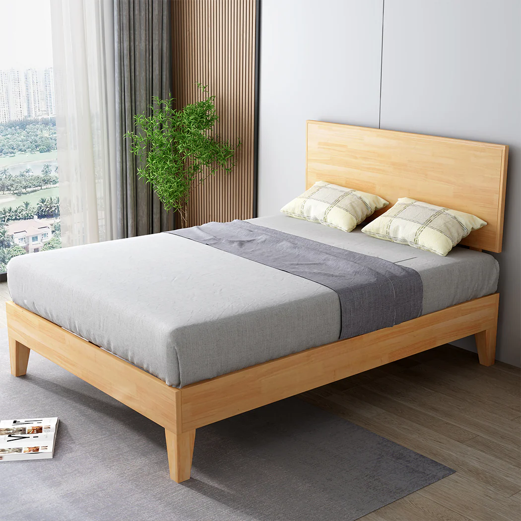 Levede Queen Rubberwood Bed Frame - Image 6