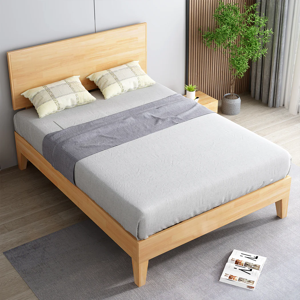 Levede Queen Rubberwood Bed Frame - Image 7