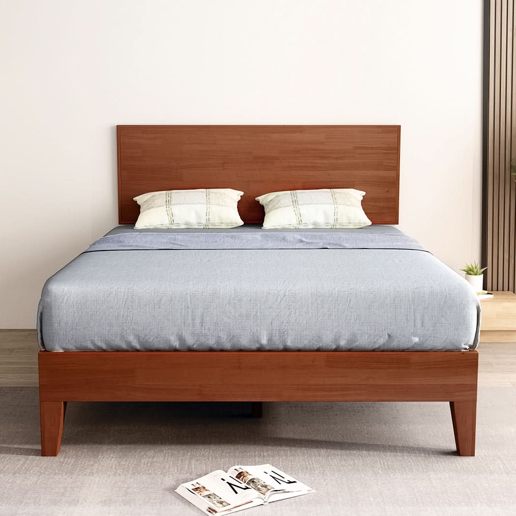 Levede Queen Rubberwood Bed Frame - Image 7