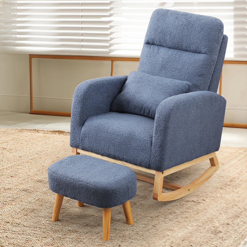 Levede Rocking Chair Ottoman Footrest With Side Pocket - Image 7