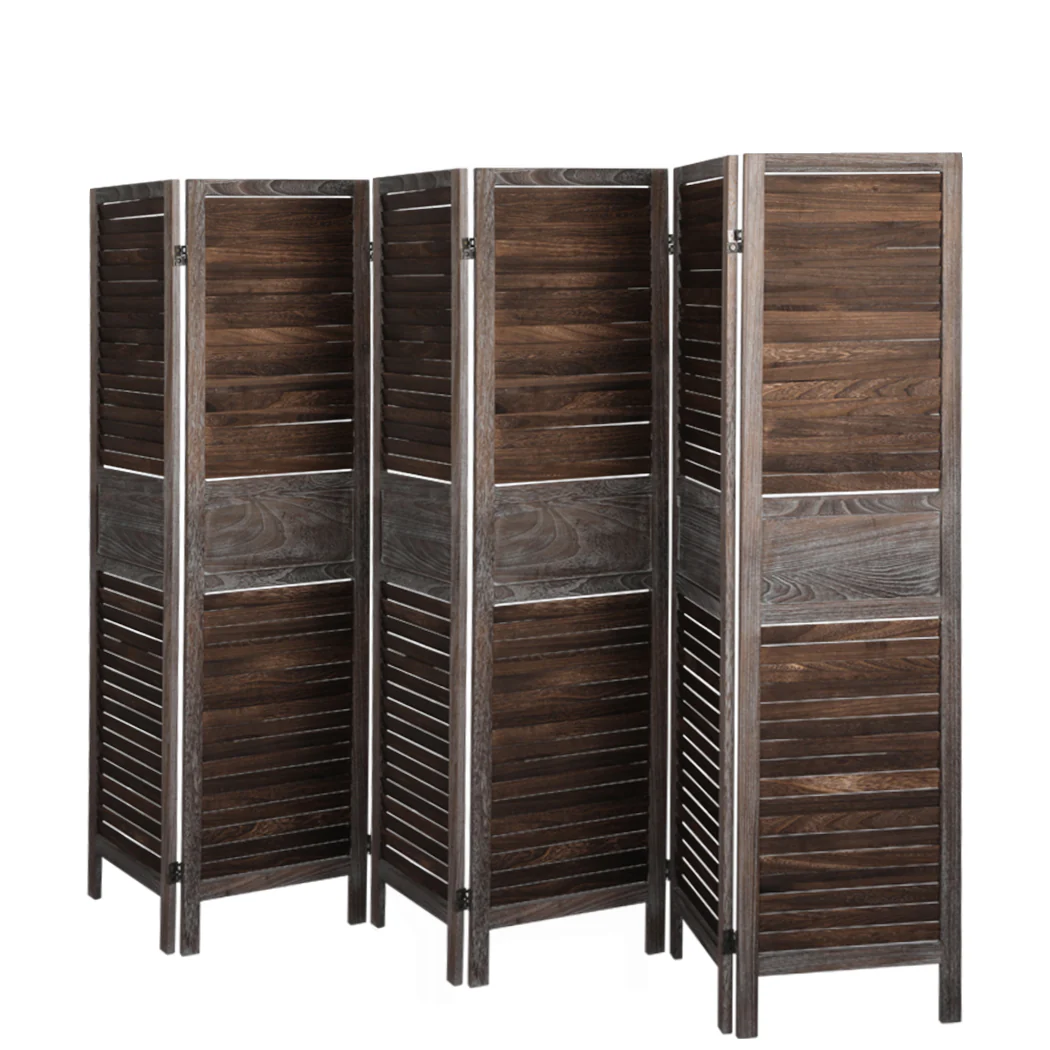 Levede Room Divider 6 Panel Folding Brown - Image 3