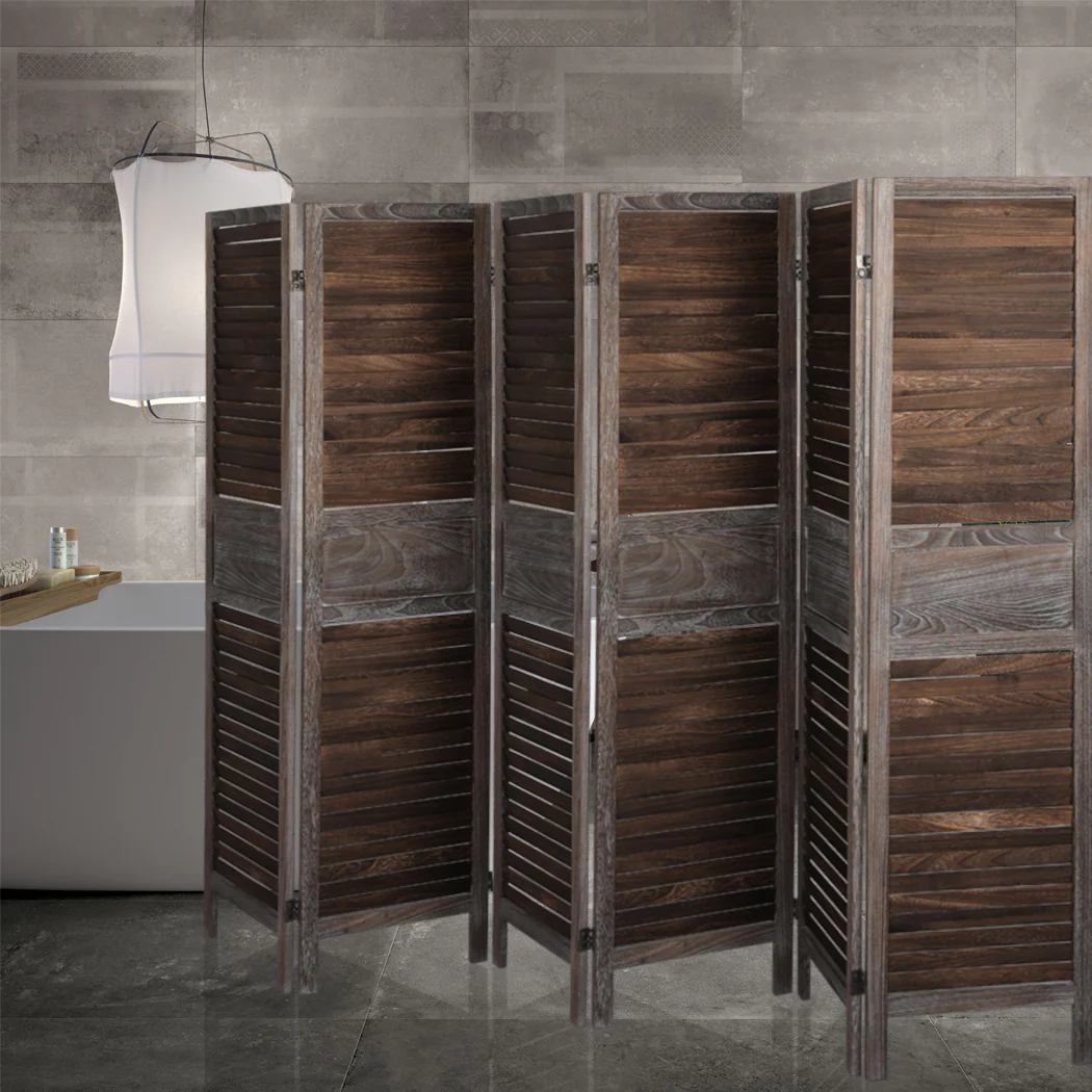 Levede Room Divider 6 Panel Folding Brown - Image 7
