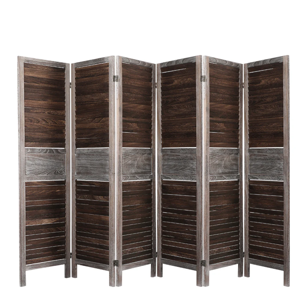 Levede Room Divider 6 Panel Folding Brown - Image 8