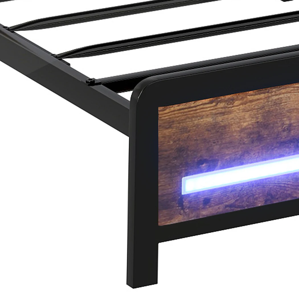 Levede Single Bed Frame Storage Headboard Industrial - Image 5