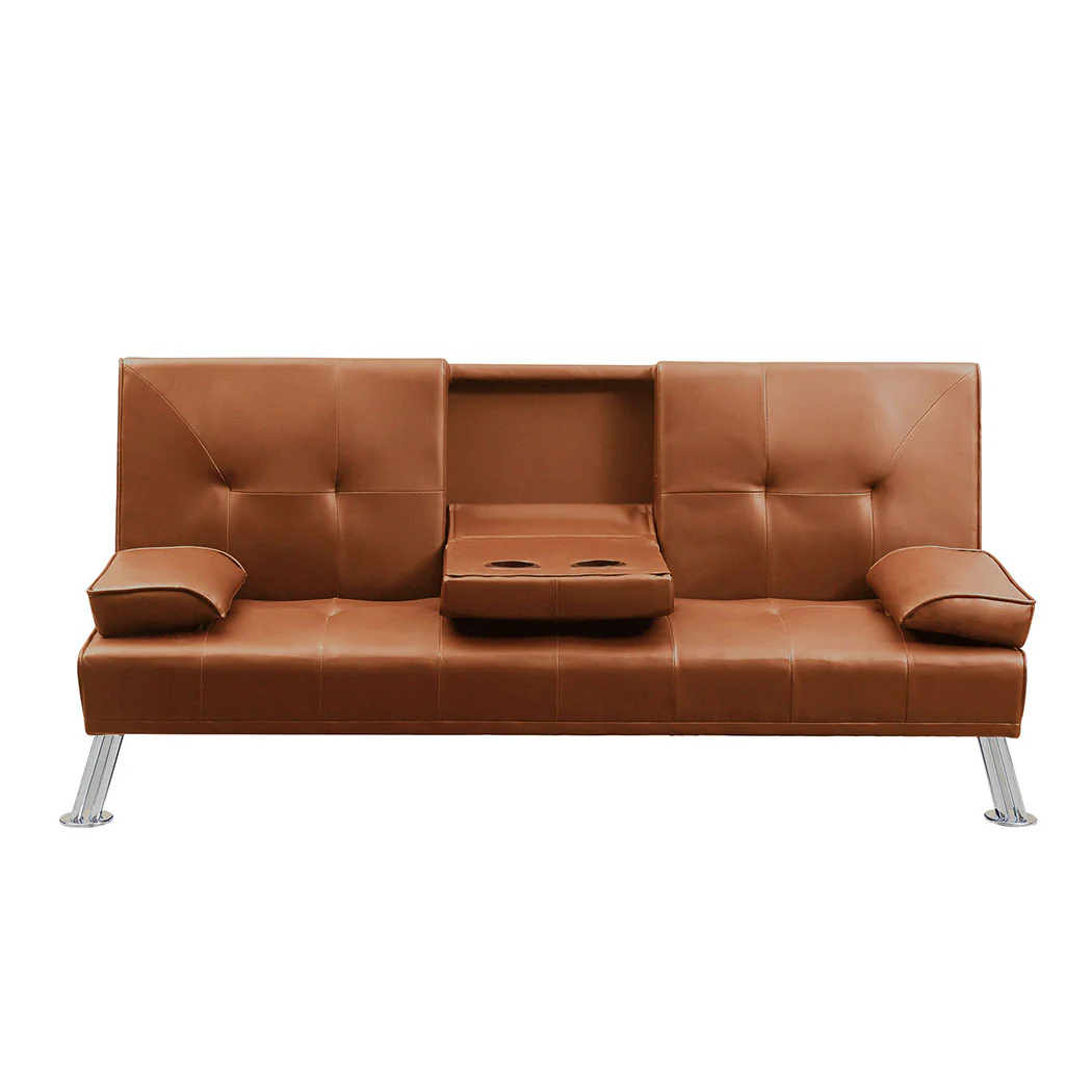Levede Sofa Bed Adjustable Recliner Brown - Image 4