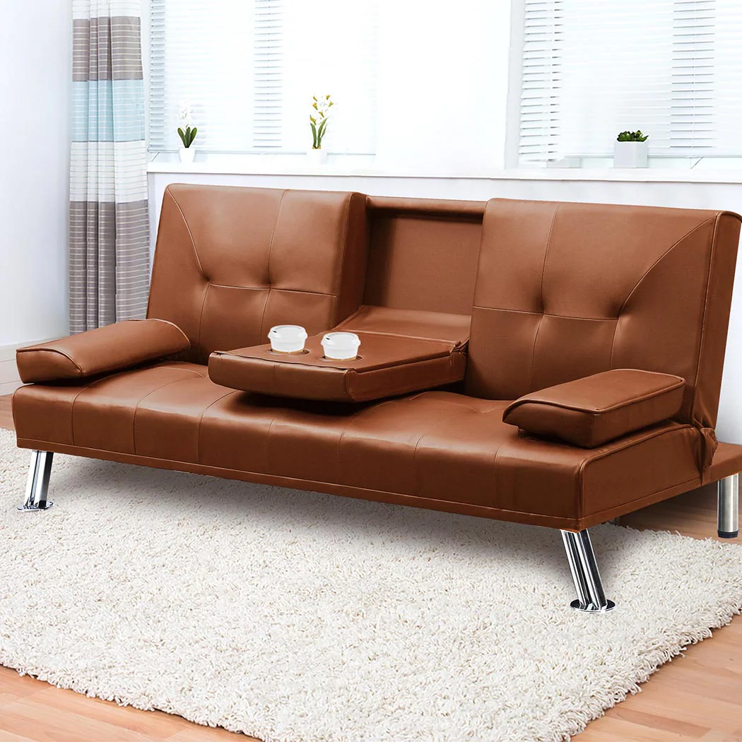 Levede Sofa Bed Adjustable Recliner Brown - Image 7