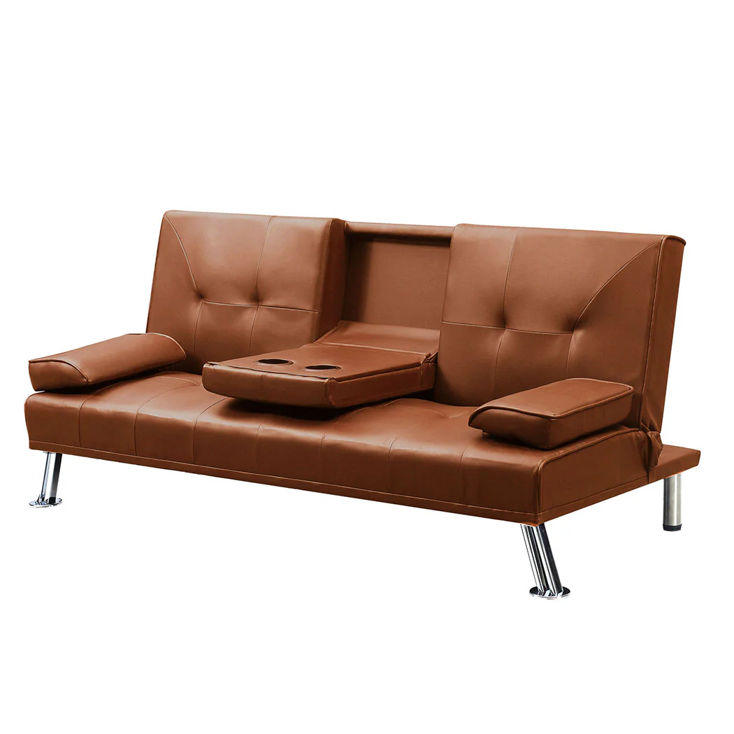 Levede Sofa Bed Adjustable Recliner Brown - Image 8