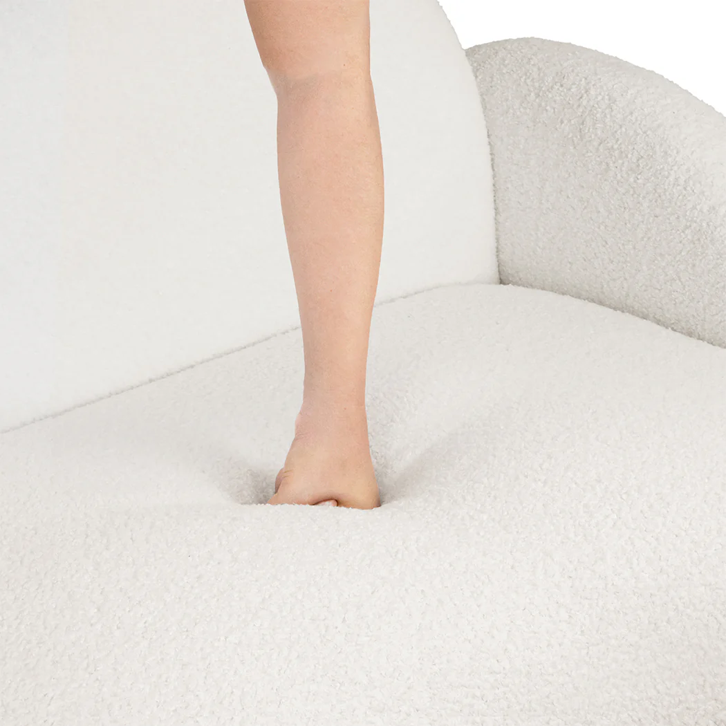 Levede Sofa Chair Fleece Upholstered Single White - Image 3