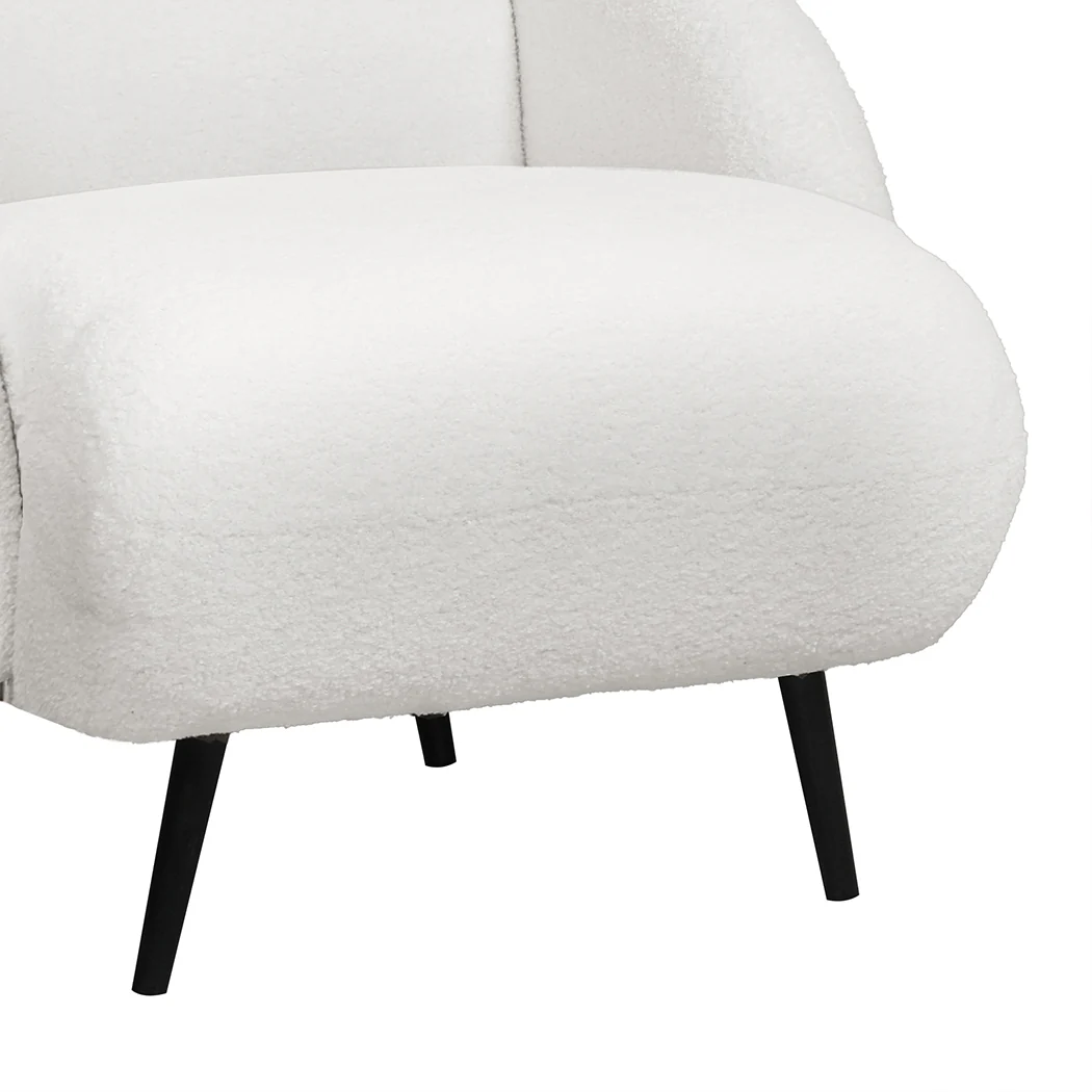 Levede Sofa Chair Fleece Upholstered Single White - Image 4