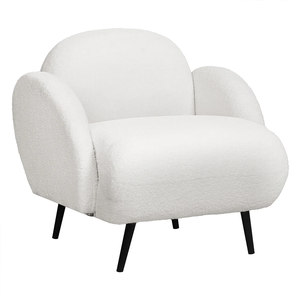 Levede Sofa Chair Fleece Upholstered Single White - Image 8