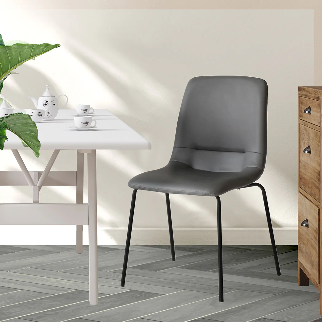 Levede Stackable Dining Chairs Kitchen Grey - Image 7
