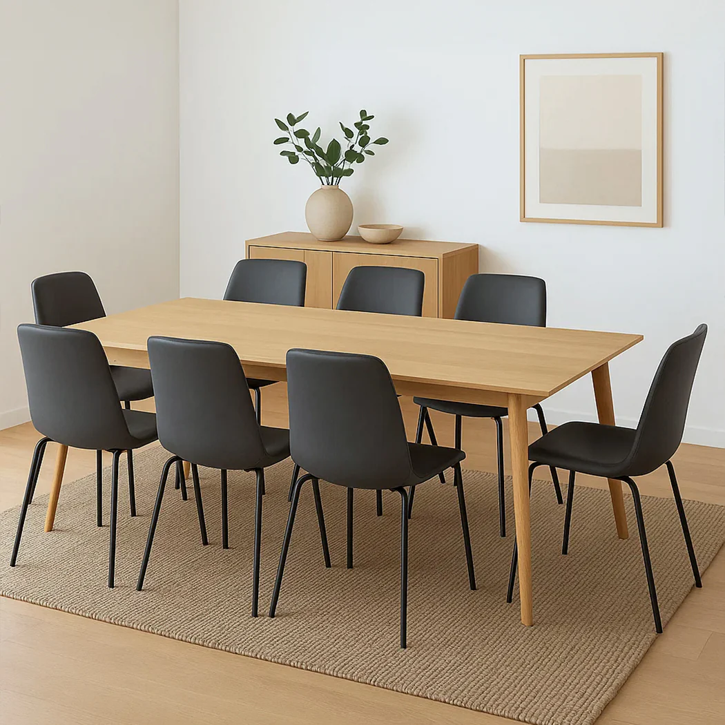 Levede Stackable Dining Chairs Kitchen Grey Set of 8 - Image 7