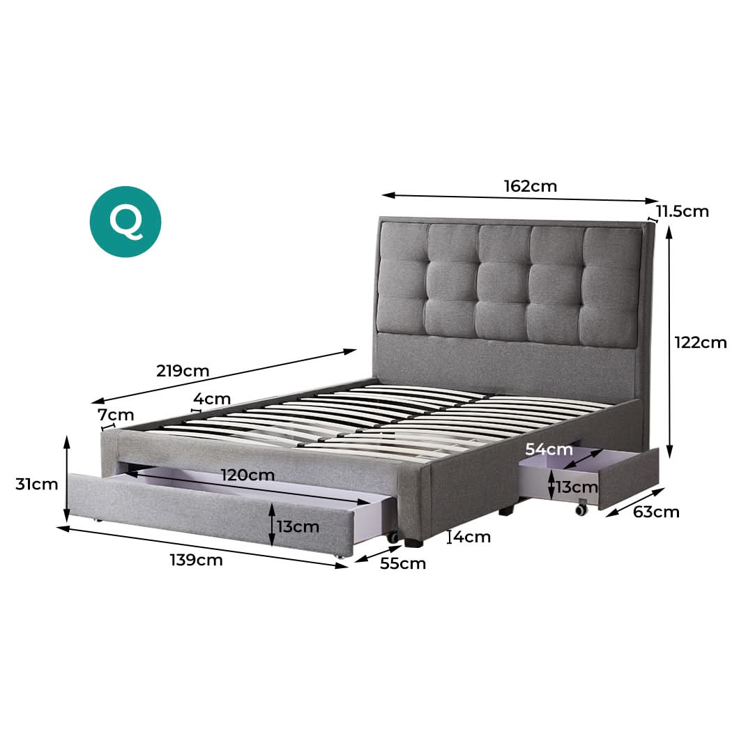 Levede Storage Bed Frame Queen Size - Image 2