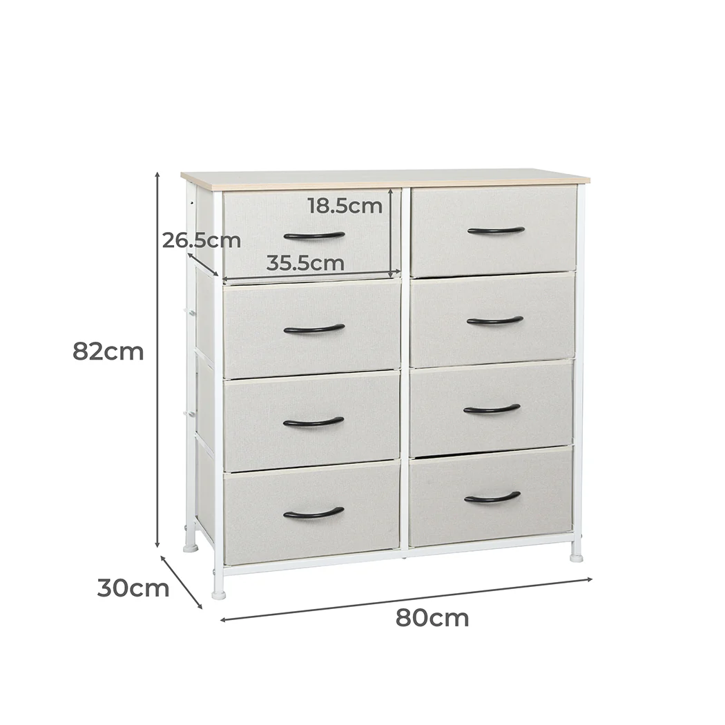Levede Storage Cabinet Tower Chest Beige - Image 2