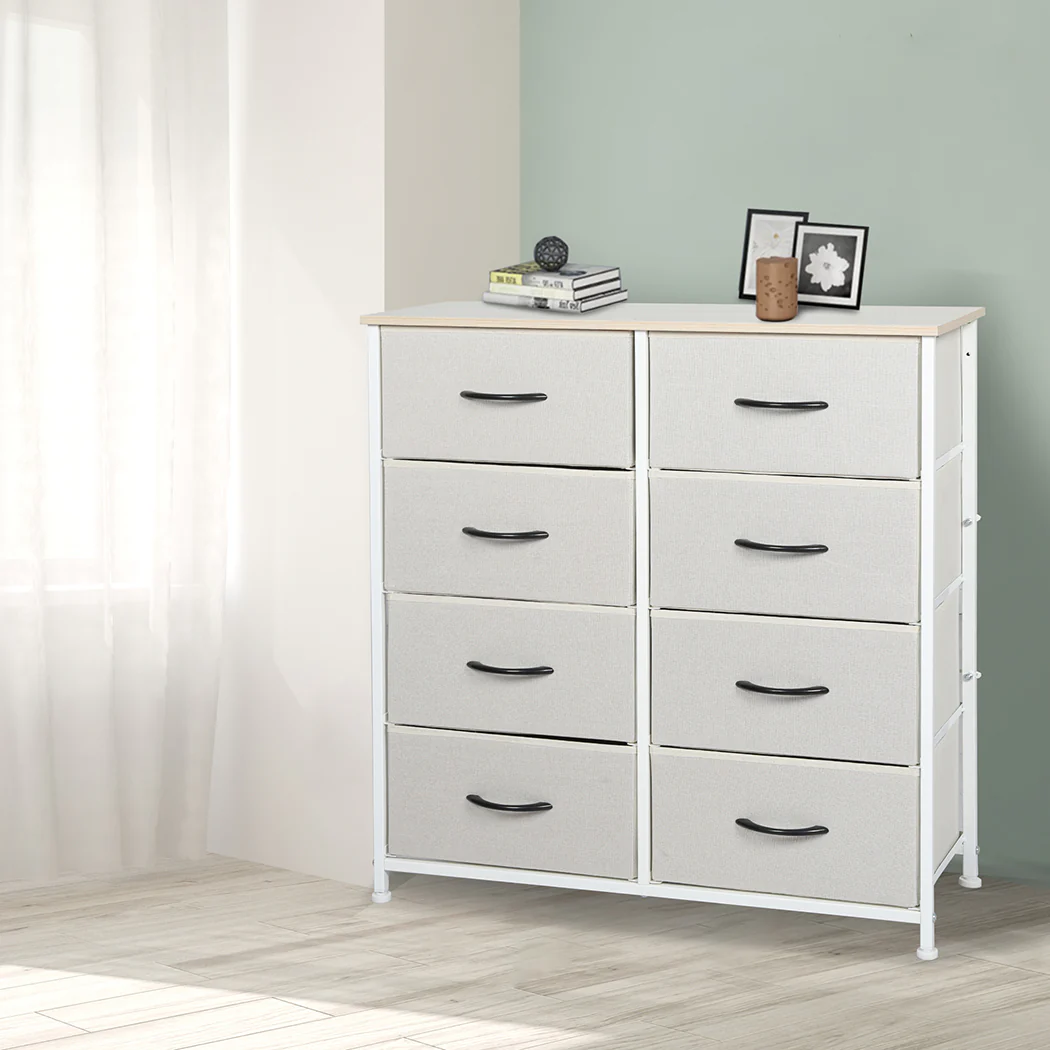 Levede Storage Cabinet Tower Chest Beige - Image 6