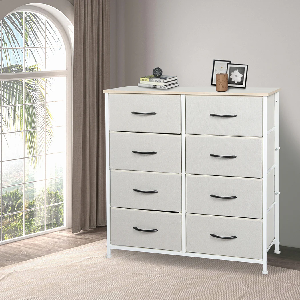 Levede Storage Cabinet Tower Chest Beige - Image 7