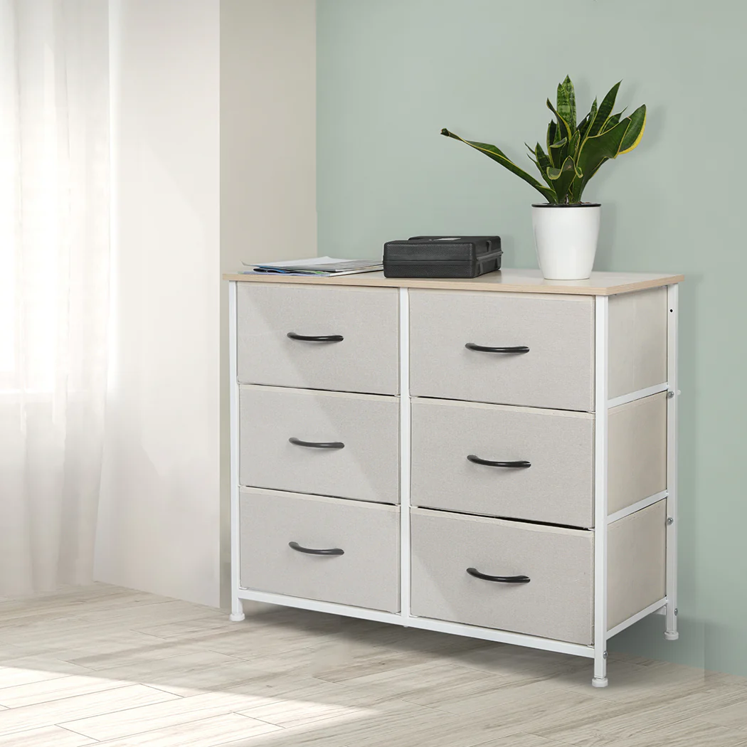 Levede Storage Cabinet Tower Chest Beige - Image 6