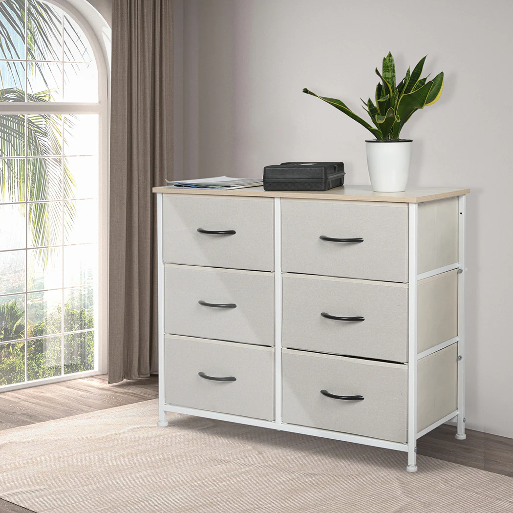 Levede Storage Cabinet Tower Chest Beige - Image 7