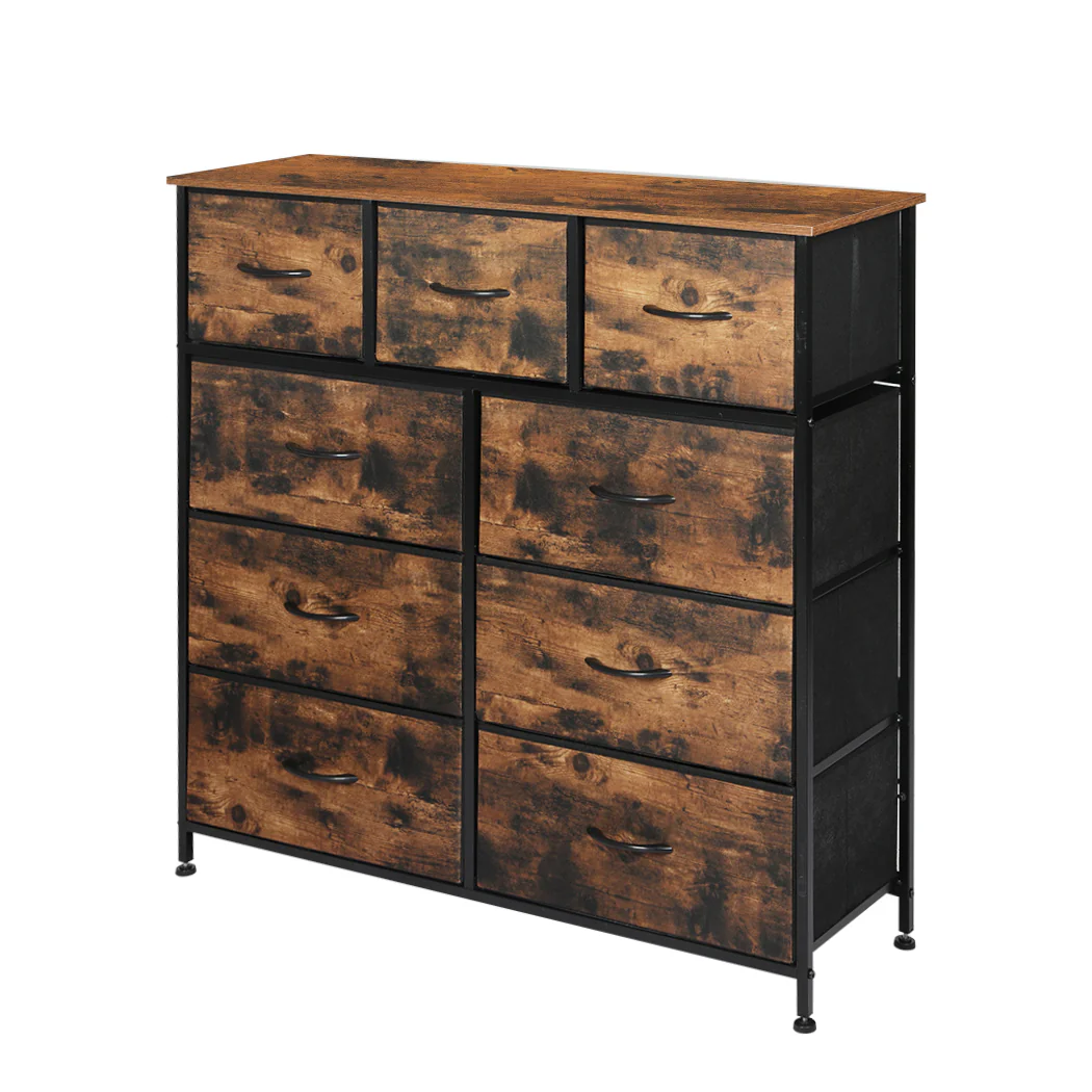 Levede Storage Cabinet Tower Chest Brown Fold - Image 9