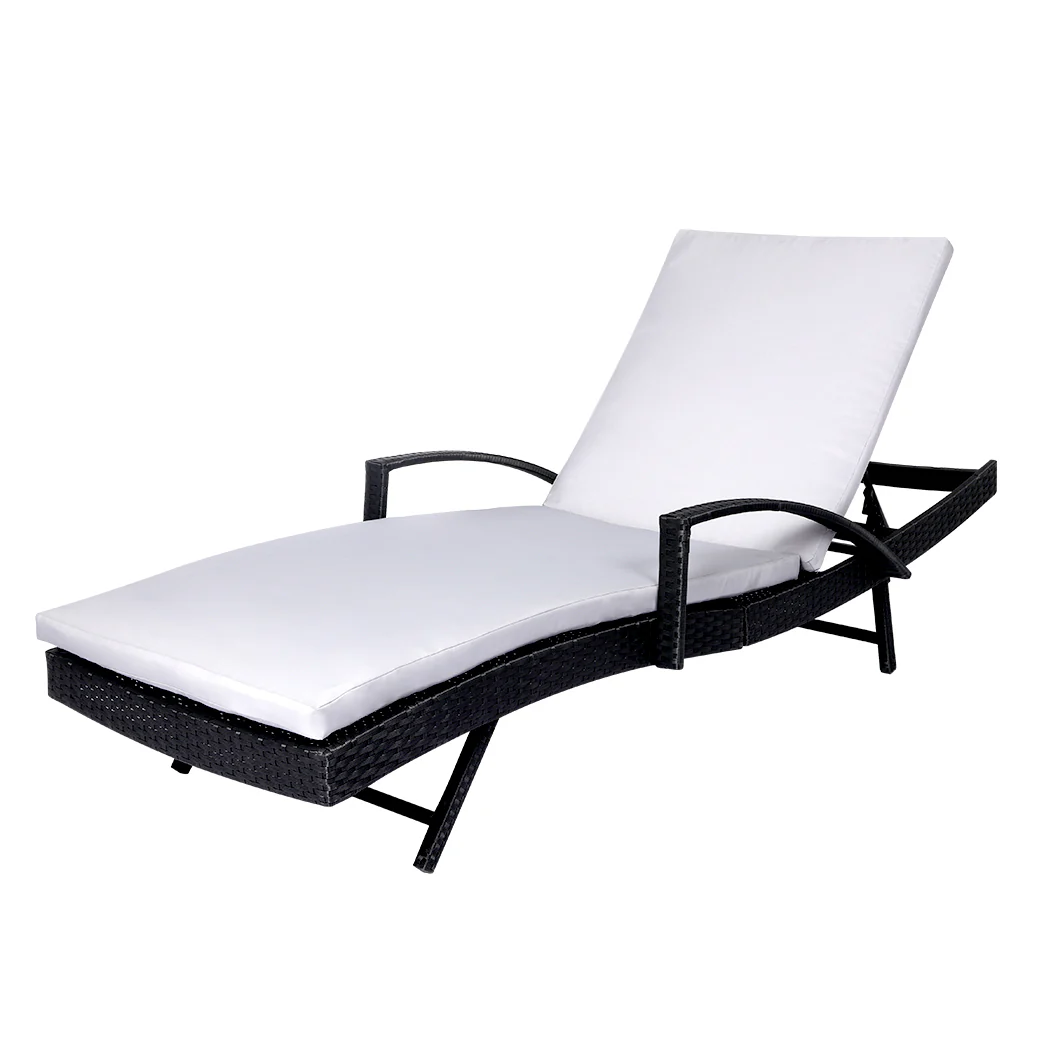 Levede Sun Lounger Wicker Lounge Outdoor Grey - Image 8