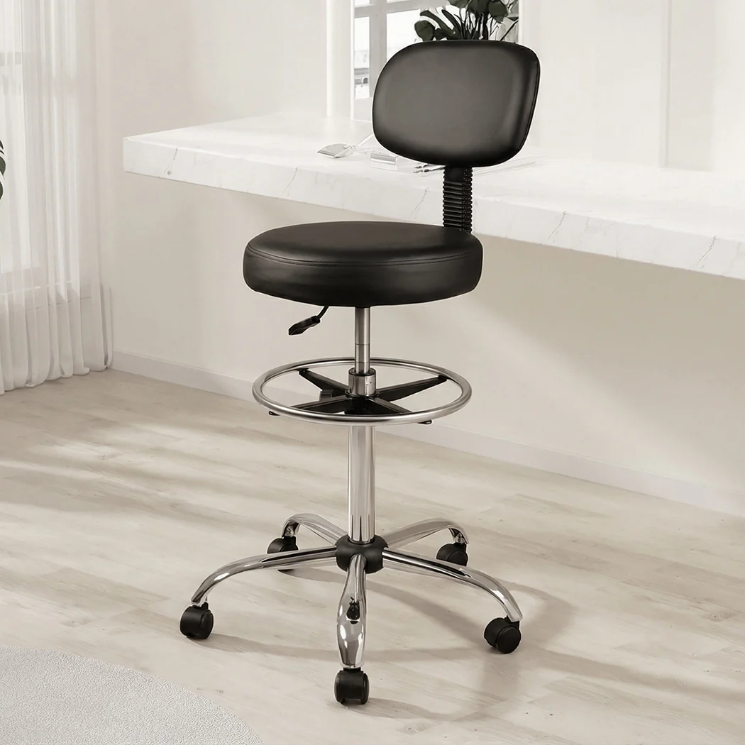Levede Swivel Office Chair Ergonomic Stool Height Adjustable Footrest Backrest - Image 6