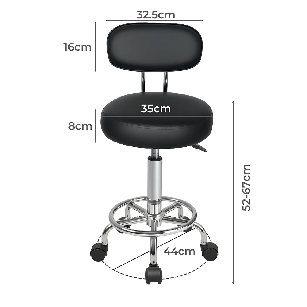 Levede Swivel Office Chair Round Rolling Stools PU Leather Height Adjustable - Image 2