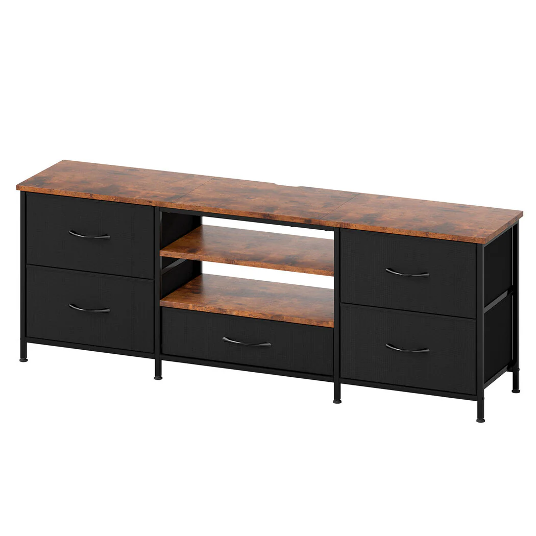 Levede TV Stand Cabinet Entertainment Unit Stand 140cm 5 Drawers Storage Shelves - Image 10