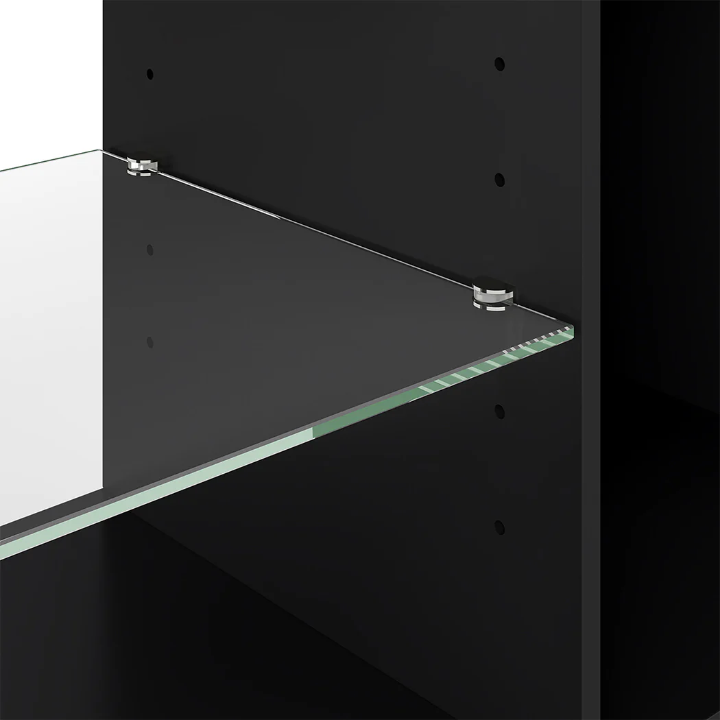 Levede TV Stand Storage with LED 140cm Black - Image 3