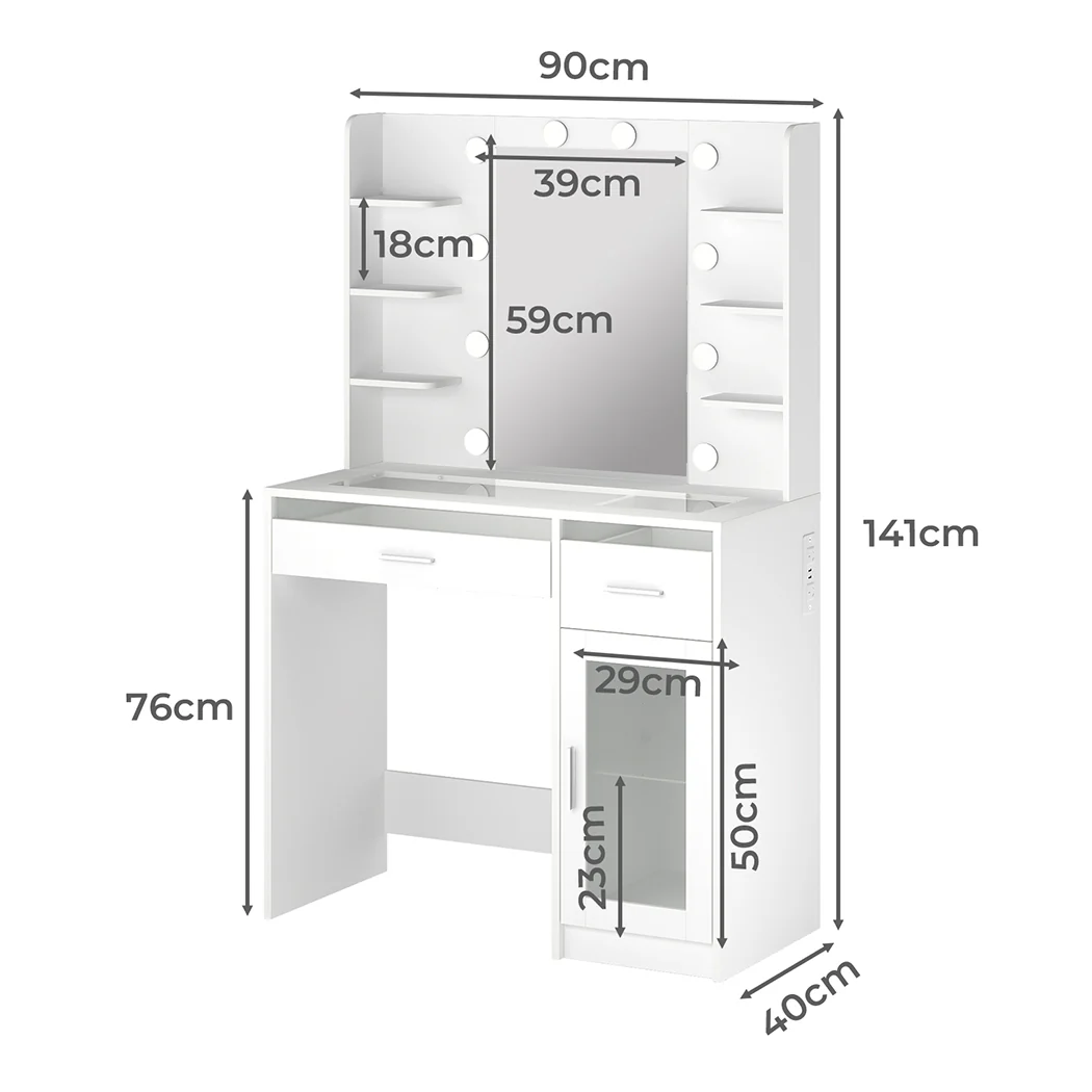 Levede Vanity Desk Makeup Mirror Storage Dressing Table - Image 2