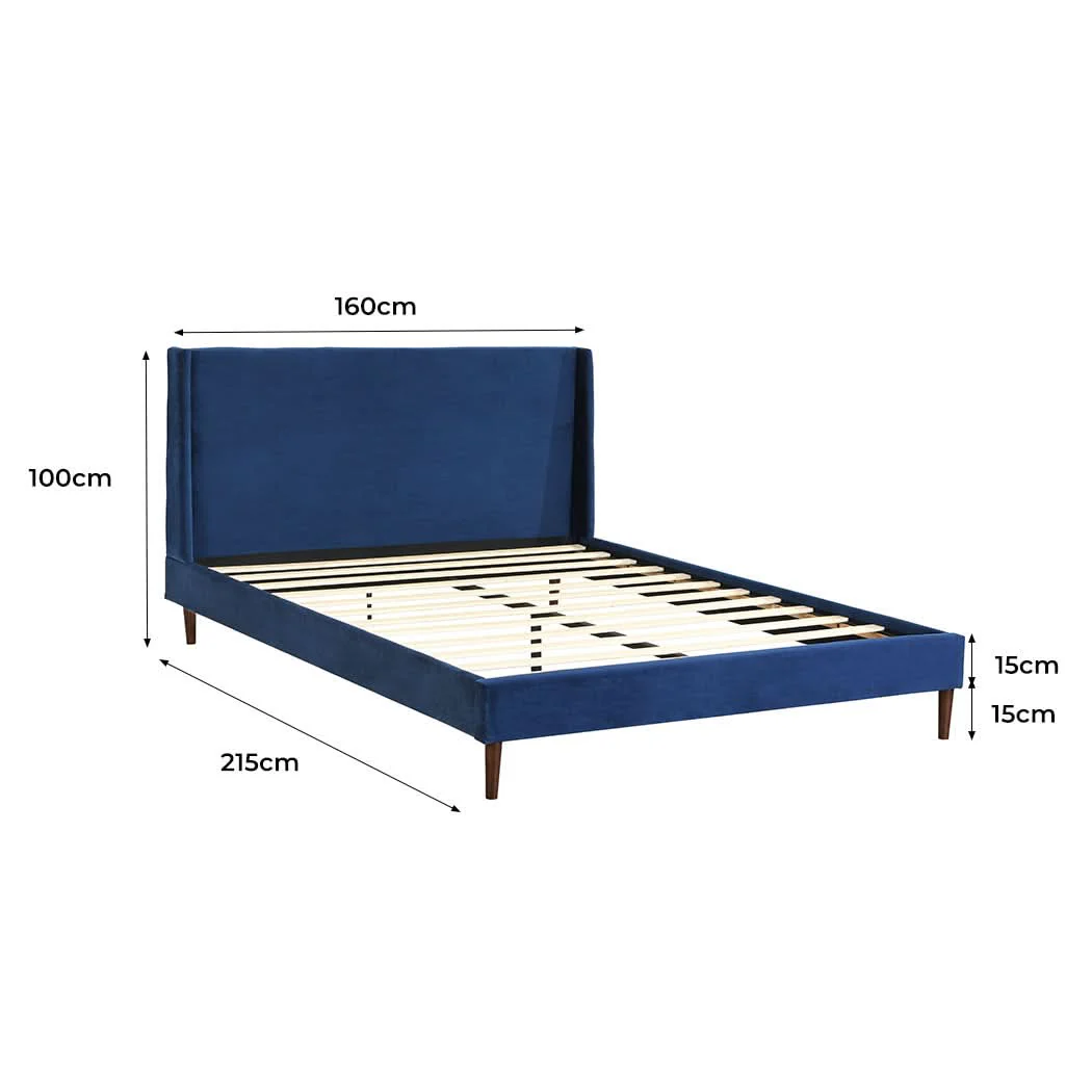 Levede Velvet Bed Frame Queen Size Mattress - Image 2