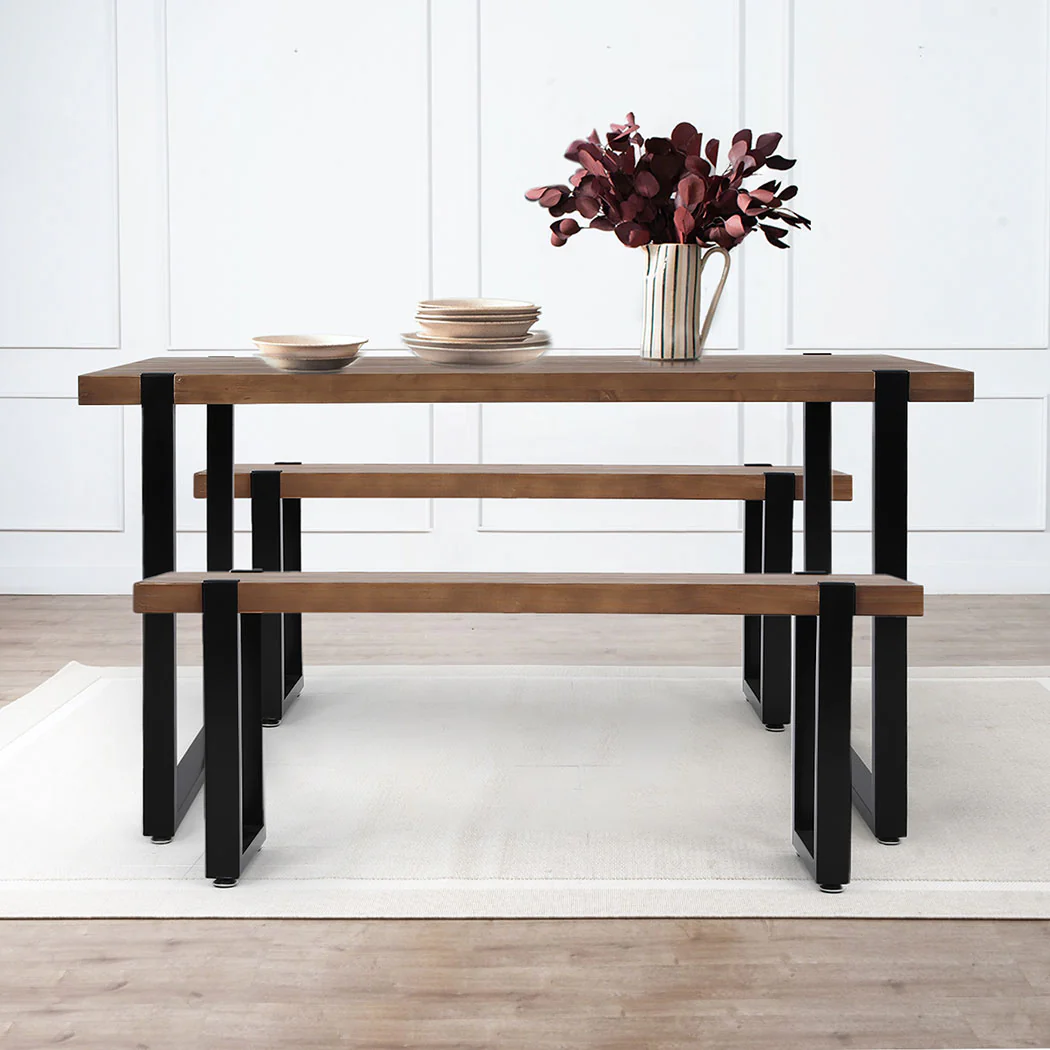Levede Wooden Dining Sets 1XTable+2X - Image 6