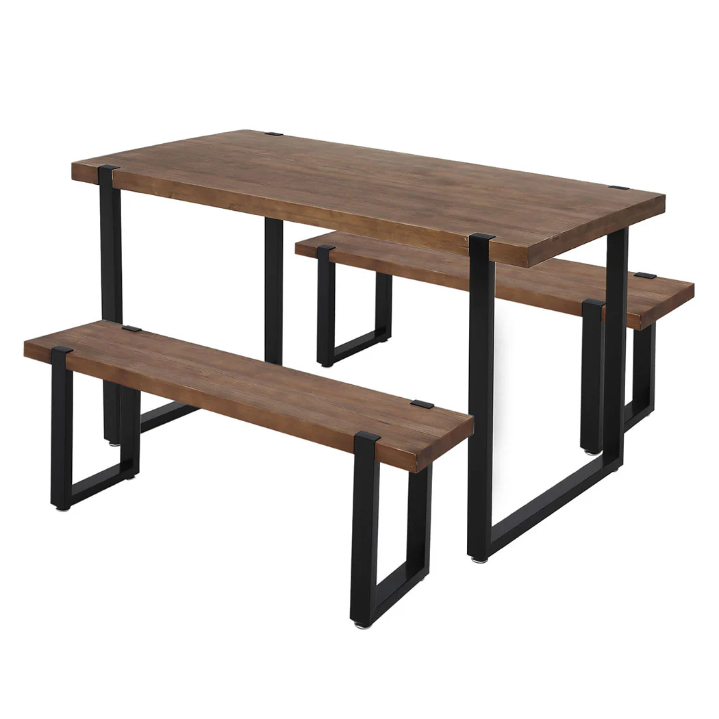 Levede Wooden Dining Sets 1XTable+2X - Image 8