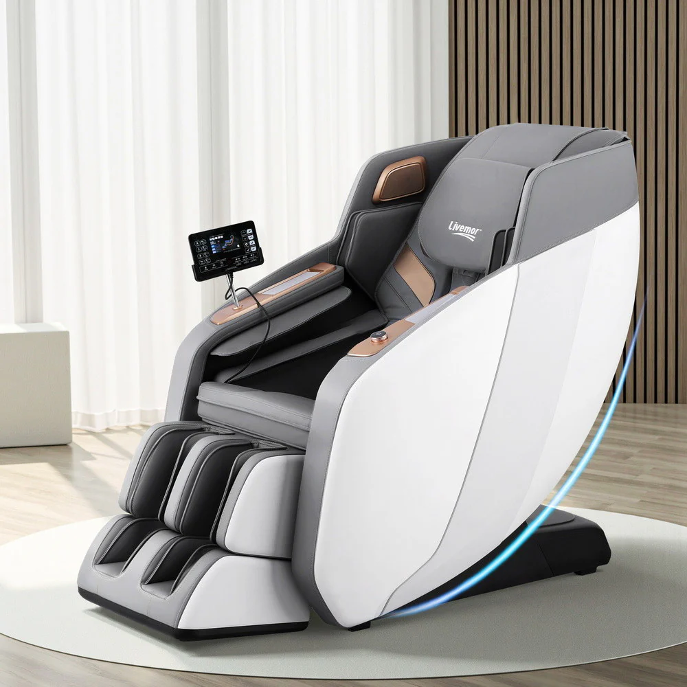 Livemor 4D Massage Chair Electric Recliner Double Core Mechanism Massager ROWA White - Image 7